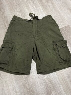 Old Navy Cargo Shorts Mens 36 Green Belted Military Utility Baggy Retro Y2K